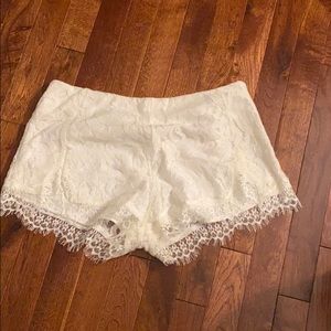 White lace shorts